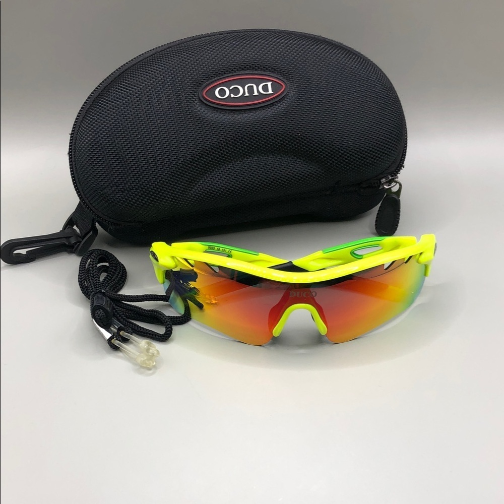 DUCO Polarized Sports Sunglasses Running Cycling Active Sports Neon Yellow 0025